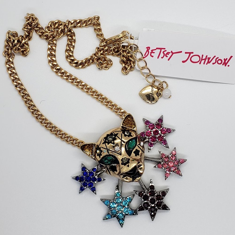 Betsey Johnson Heavenly Creatures Leopard and Stars Necklace